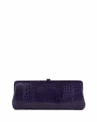 Nancy Gonzalez Small Frame Crocodile Clutch Bag Purple Shiny