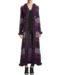 Anna Sui Brushed Wool Long Gauze Coat Deep Purple