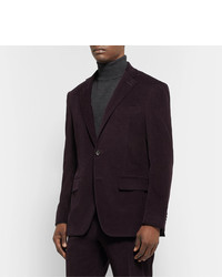 Canali Aubergine Kei Slim Fit Cotton Blend Corduroy Suit Jacket