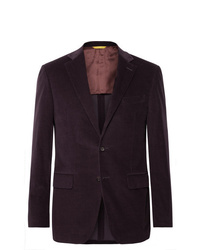 Canali Aubergine Kei Slim Fit Cotton Blend Corduroy Suit Jacket