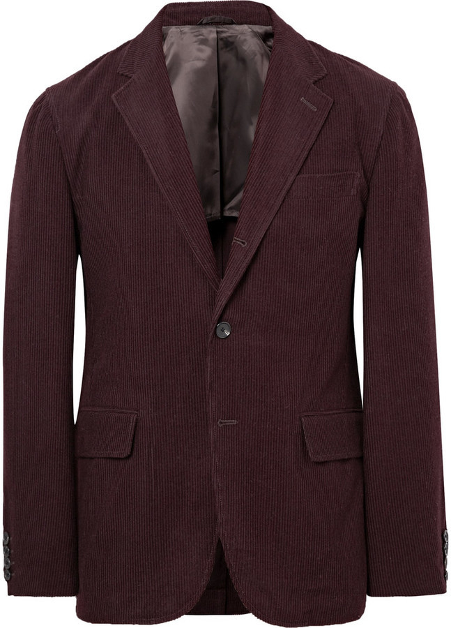 Camoshita Burgundy Slim Fit Wool Corduroy Blazer 900 MR