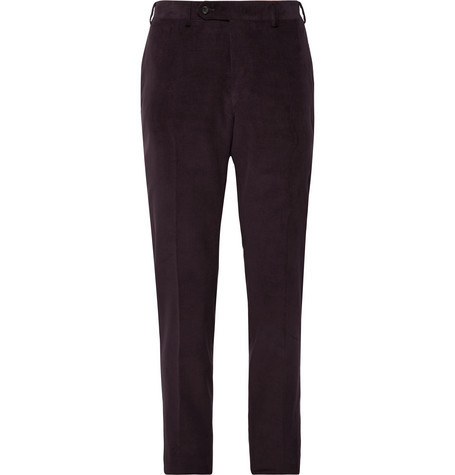 Canali Aubergine Kei Slim Fit Cotton Blend Corduroy Suit Trousers, $398 ...