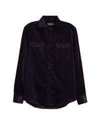 Dark Purple Corduroy Shirt Jacket