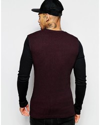 Asos Brand Rib Extreme Muscle Long Sleeve T Shirt With Zip Pocket