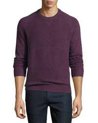 Neiman Marcus Tuck Stitch Cashmere Crewneck Sweater
