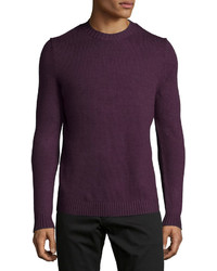 Theory Vernon Crewneck Wool Sweater Purple