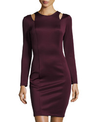 Neiman Marcus Cutout Shoulder Sheath Dress Burgundy