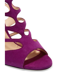 Jimmy Choo Ren Cutout Suede Sandals Purple