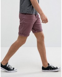 Asos Denim Shorts In Slim Dusty Purple