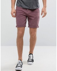 Asos Denim Shorts In Slim Dusty Purple