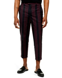Topman Stripe Slim Fit Crop Trousers