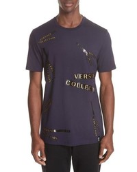 Dark Purple Embellished Crew-neck T-shirt