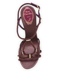 Rene Caovilla Crystal Embellished Strappy Sandal Purple