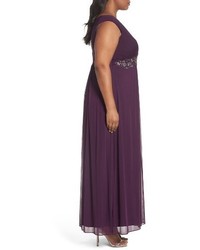 Alex Evenings Plus Size Embellished A Line Gown With Shawl