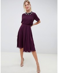 ASOS DESIGN Midi Dress With 3d Embellished Neckline