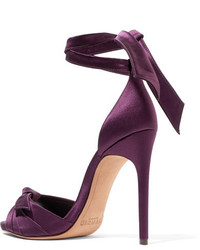 Alexandre Birman Jessica Bow Embellished Satin Sandals Grape
