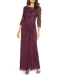 Dark Purple Embellished Sequin Evening Dress