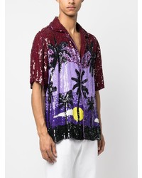P.A.R.O.S.H. Graphic Print Sequin Embellished Shirt