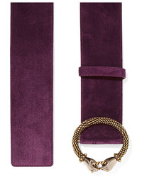 Lanvin Embellished Suede Waist Belt Purple