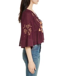 Free People Embroidered Crop Top