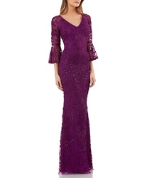 JS Collections Soutache Embroidered Trumpet Gown