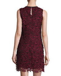 Taylor Sleeveless Embroidered Lace Overlay Sheath Dress Wine