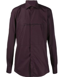 Dark Purple Embroidered Long Sleeve Shirt