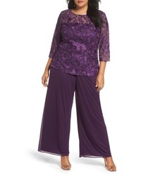 Alex Evenings Embroidered Top Chiffon Pants