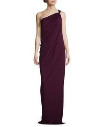 Halston Heritage One Shoulder Draped Jersey Gown
