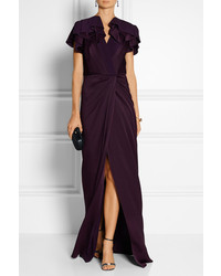 Jenny Packham Wrap Effect Hammered Satin Gown