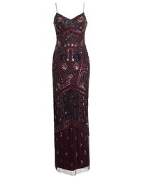 Adrianna Papell Floral Beaded Column Gown