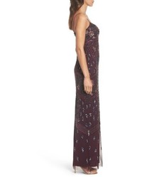 Adrianna Papell Floral Beaded Column Gown