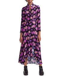 Maje Ritunia Shirt Collar Floral Print Maxi Dress