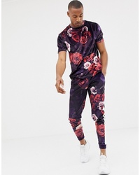 ASOS DESIGN Co Ord Relaxed T Shirt In Floral Velour