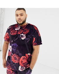 ASOS DESIGN Plus Relaxed T Shirt In Floral Velour Co Ord