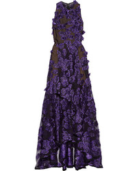 Jason Wu Floral Appliqud Fil Coup Gown Purple