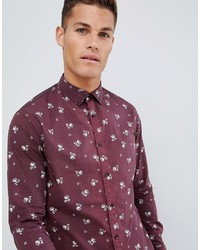 Celio Slim Fit Shirt With Stretch In Floral Print