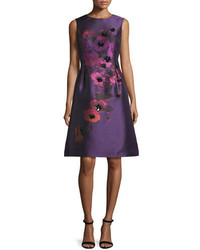 Dark Purple Floral Sequin Evening Dress