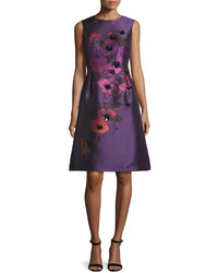 Rickie Freeman For Teri Jon Sleeveless Floral Taffeta A Line Gown Purple
