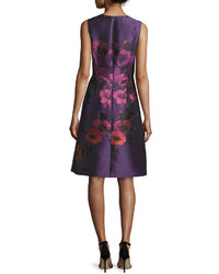 Rickie Freeman For Teri Jon Sleeveless Floral Taffeta A Line Gown Purple