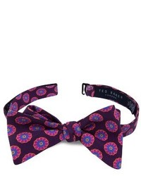 Dark Purple Floral Silk Bow-tie