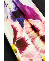 Christopher Kane Floral Print Silk Crepe De Chine Midi Dress Purple