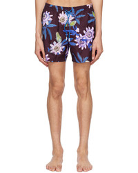 Dark Purple Floral Swim Shorts