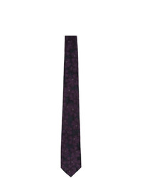Dries Van Noten Black And Purple Silk Graphic Tie