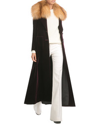 Roberto Cavalli Velvet Coat With Fox Fur Collar