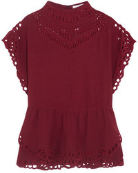 IRO Jala Broderie Anglaise Woven Top Red