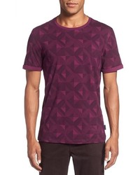 Dark Purple Geometric Crew-neck T-shirt