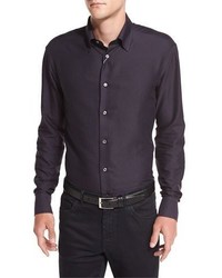Dark Purple Geometric Long Sleeve Shirt