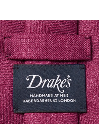 Drakes Drakes 8cm Herringbone Wool Silk And Linen Blend Tie