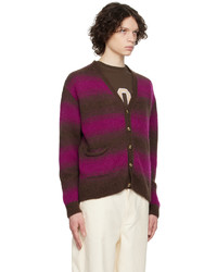 Pop Trading Company Brown Pink Striped Cardigan